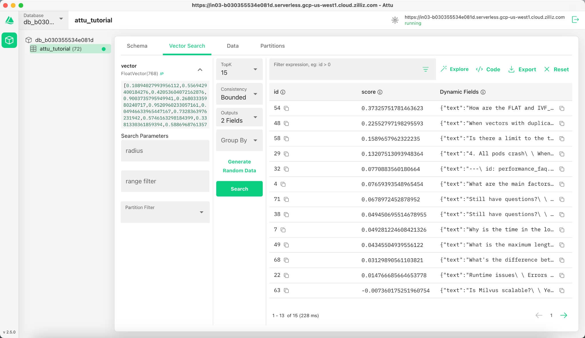 Search Results Table