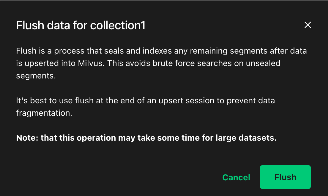 Data flush prompt in Attu