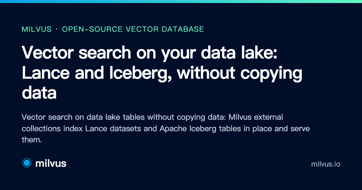 Vector Search on Data Lakes: Lance & Iceberg | Milvus